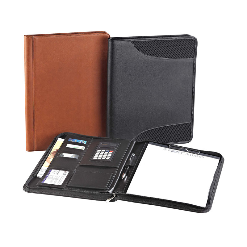 manufacturer wholesale multi-functional leather portfolio file folder