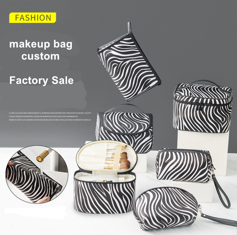 Leopard grain design makeup brush set with bag