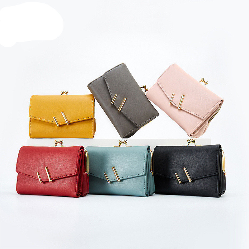 Simple fashion small mini hand purse three fold cute little change purse