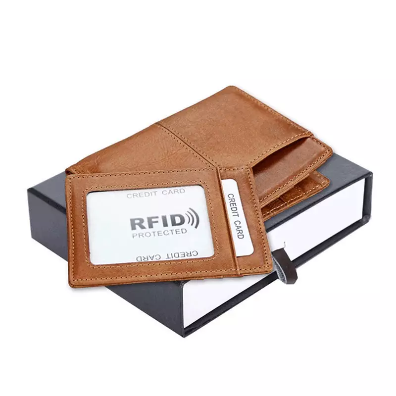 Hot Sale Italian Genuine Leather Men Slim Wallet for Men with RFID