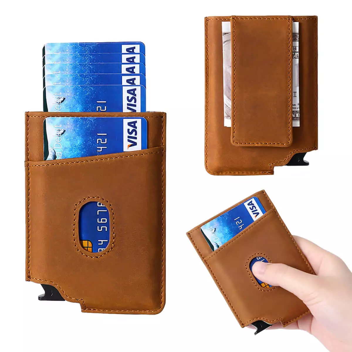 Minimalist Genuine Leather Men Wallet Slim Multi RFID Blocking Card Holder Wallet