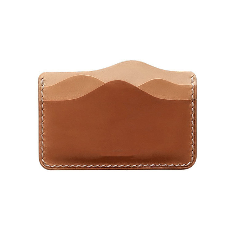 tan vegetable leather handmade slim wallet card holder