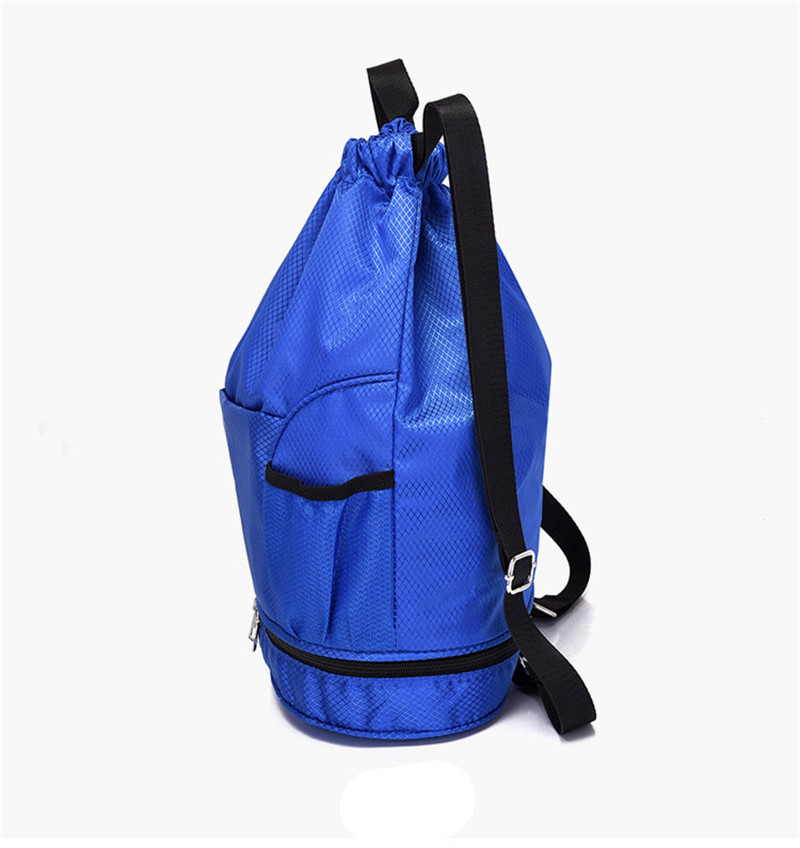 Waterproof heavy duty pocket draw rope backpack with dry wet separation and shoe bag