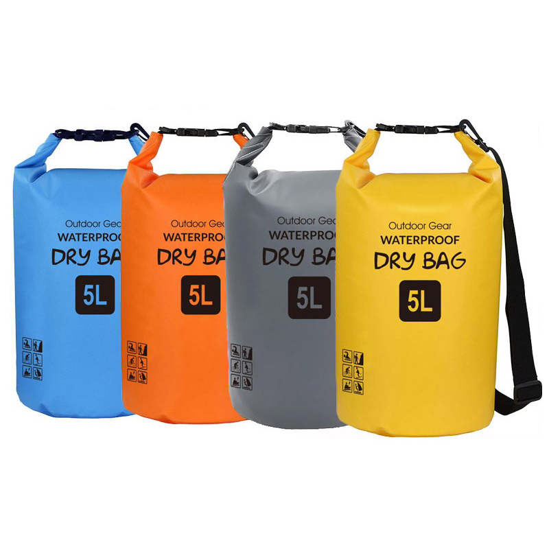 5L PVC folding waterproof hiking beach bag buckets
