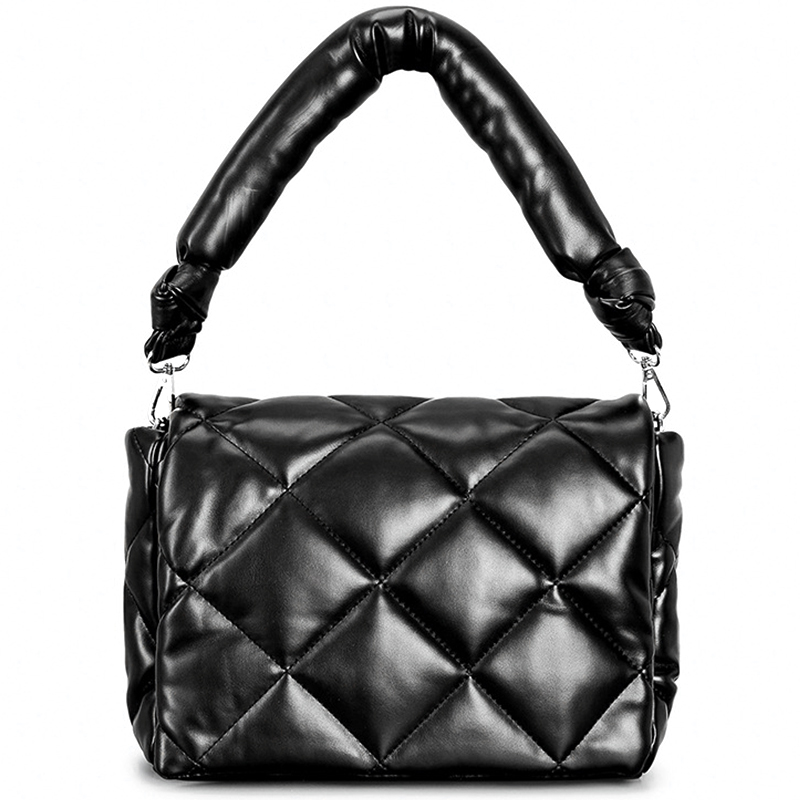 PU luxury quilted puffy diamond lattice padding puffer down cotton  shoulder handbag