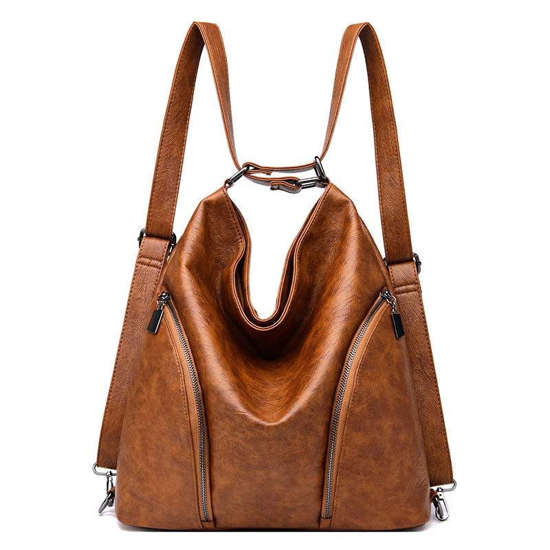 Multifunction PU leather retro luxury women's tote bags back pack