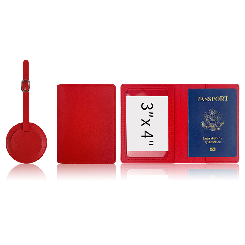 Travel passport holder wallets pu leather credit card case luggage tag sets