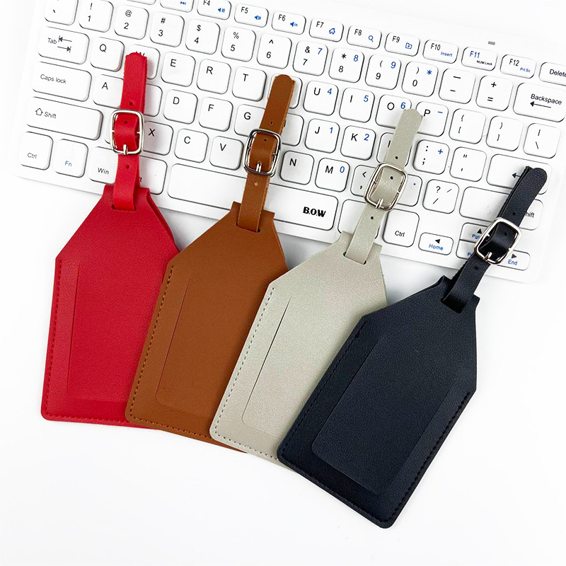 Travel PU leather luggage tag cover with tracking holder