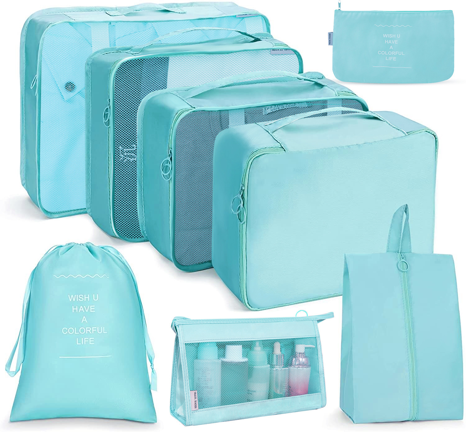 8pcs suitcase storage bags sets foldable clothing cosmetic bag