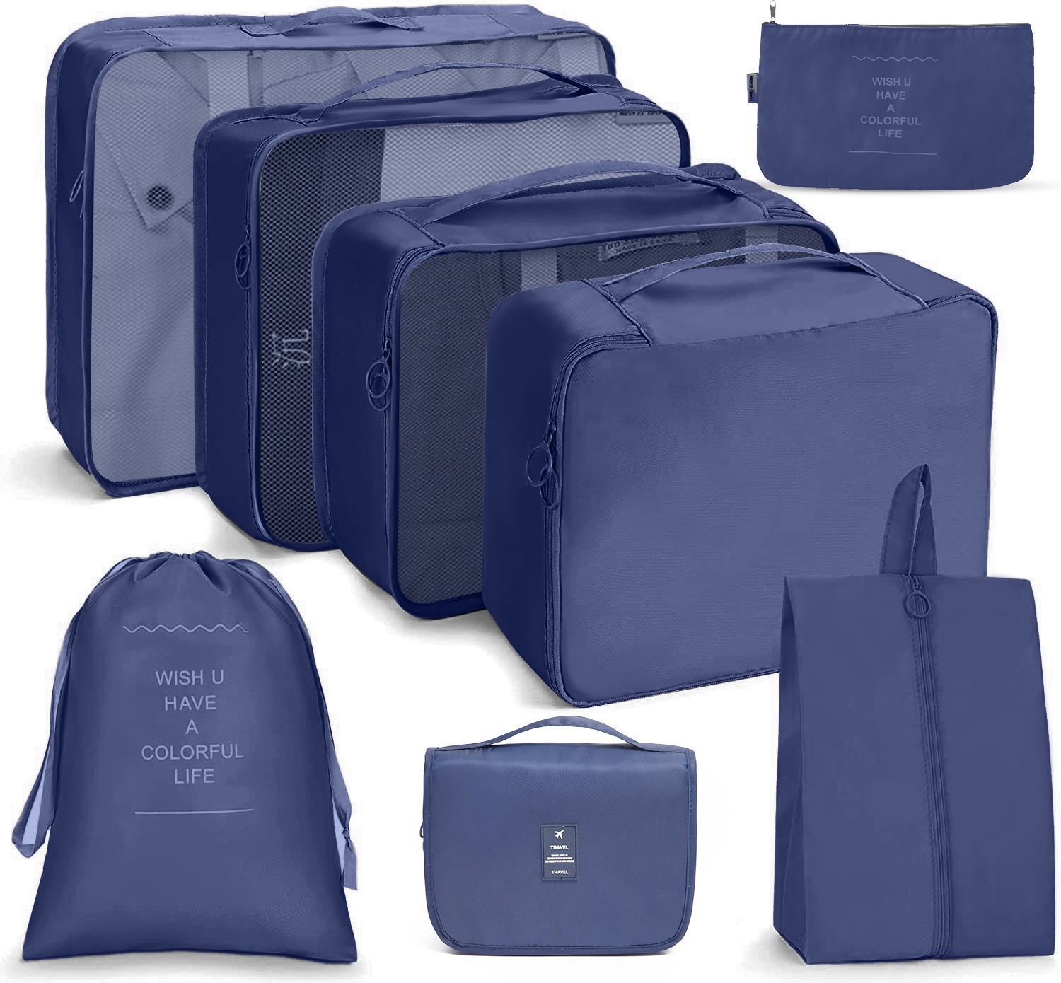 8pcs suitcase storage bags sets foldable clothing wash bag