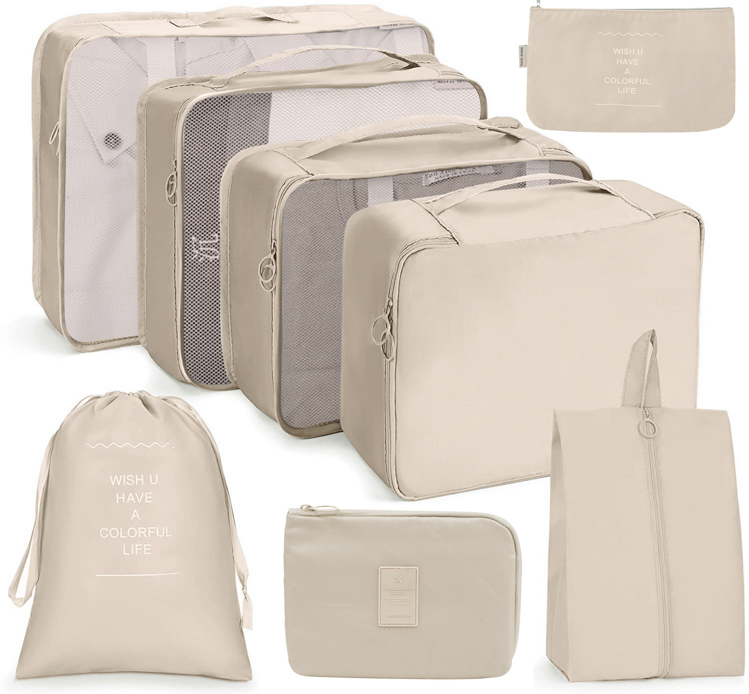 8pcs suitcase storage bags sets foldable clothing digital bag