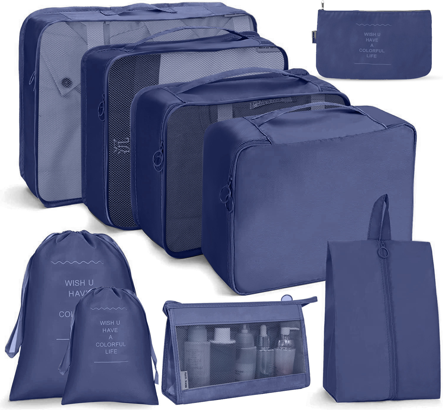 9pcs travel suitcase storage bags sets foldable clothing bag