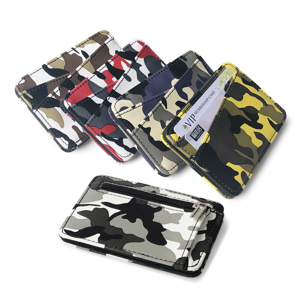 Travel PU leather camouflage mini wallets crad holder
