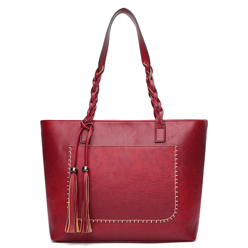 Retro style large capacity PU leather women's tote bag handbags