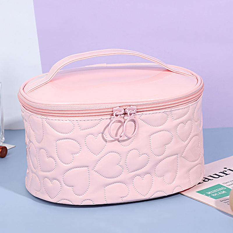 Women's makeup storage heart PU leather cosmetic bags